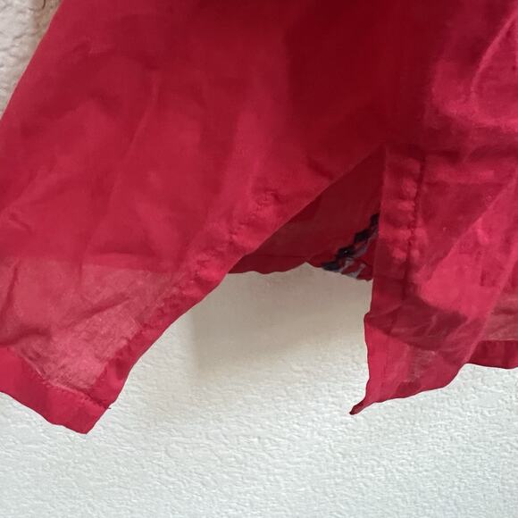 Johnny Was NWT Audrey Embroidered Button Down Shirt Ski Patrol Red Long Slv Sz S - Picture 6 of 8